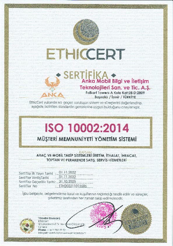 Anka Takip ISO 10002 2014