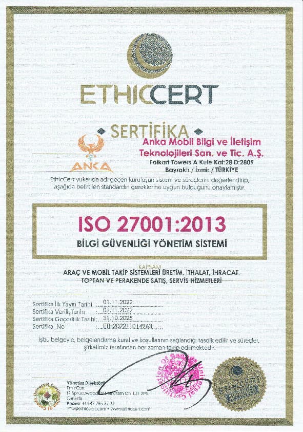 Anka Takip ISO 27001 2013