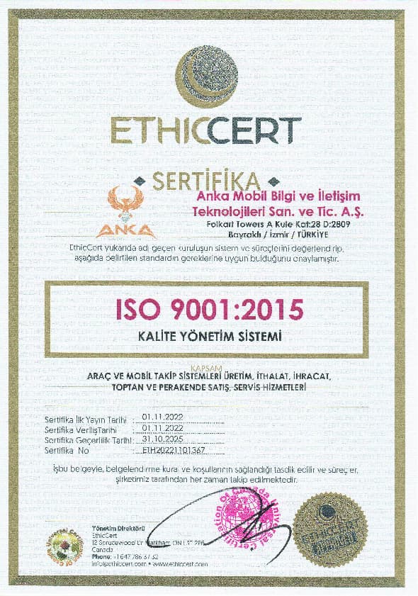 Anka Takip ISO 9001 2015